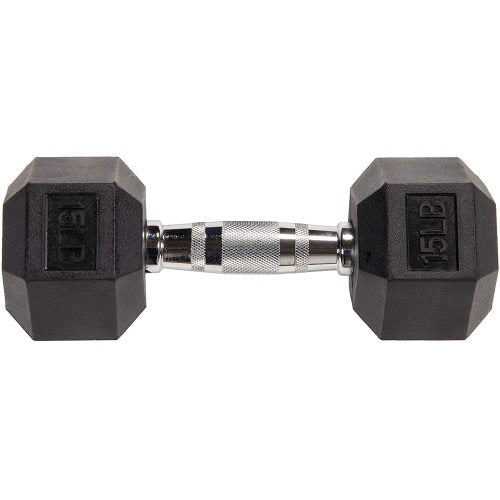 BalanceFrom Rubber Encased Hex Dumbbell Single DB15S